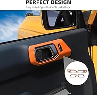 Vista 5 de Cubierta de Manija de Puerta Interior Trim Compatible con Ford Bronco 2021-2025 Accesorios Interiores, Naranja