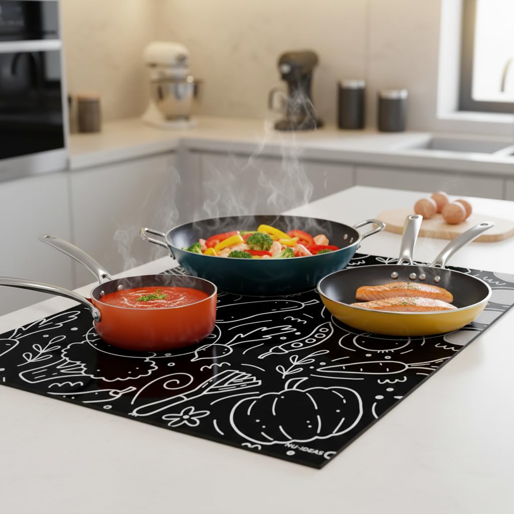 Induction Hob Protector Mat Silicone 59 x 52, Heat Proof Anti-Slip Hob Covers for Induction Hob Protector, Durable and Reliable Kitchen Accessory