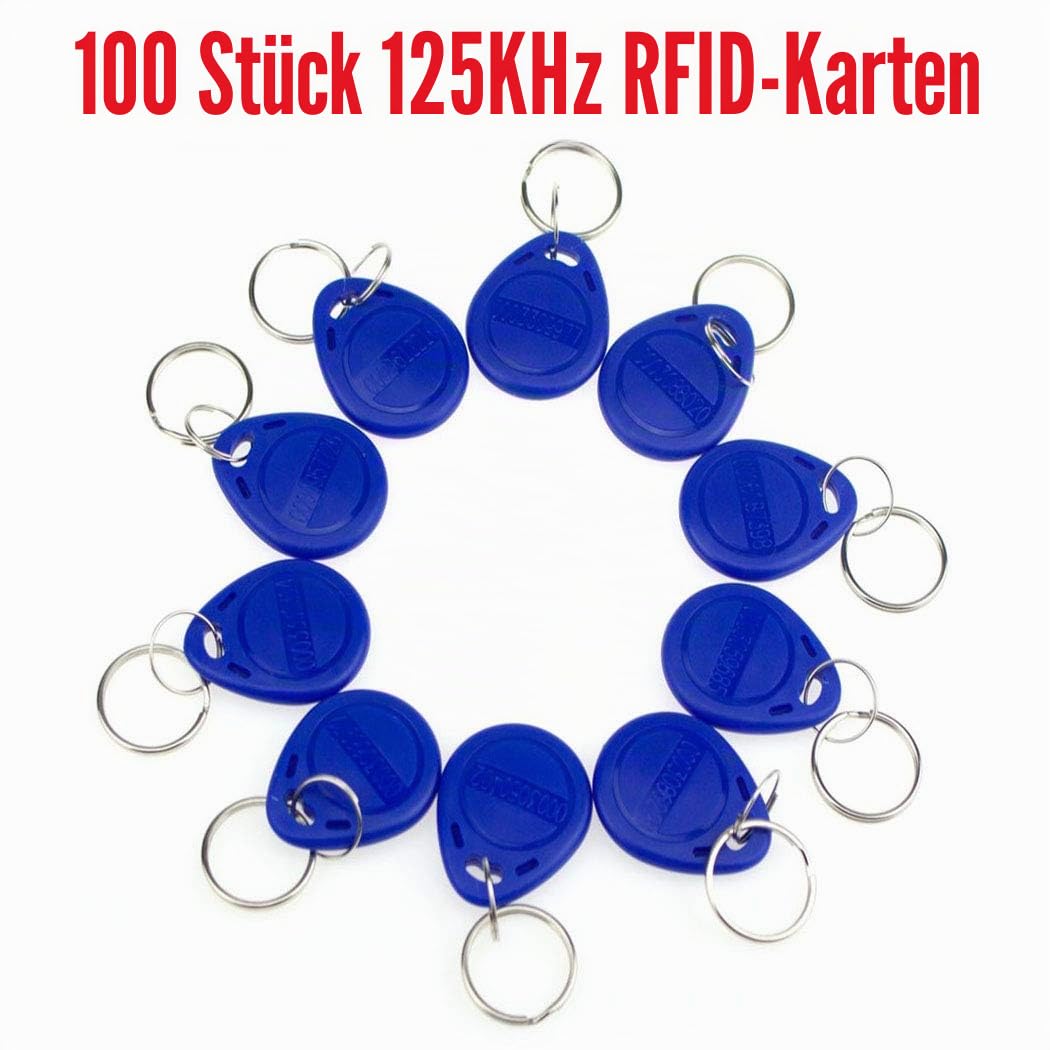 YAVIS 125 kHz RFID Proximity ID EM4100 EM4102 Zugangskontrolle Schlüsselanhänger Schlüsselanhänger Keyfobs Smart ID Keycard für Tür Elektroschloss System NFC Token-Tag 100 Stück blau