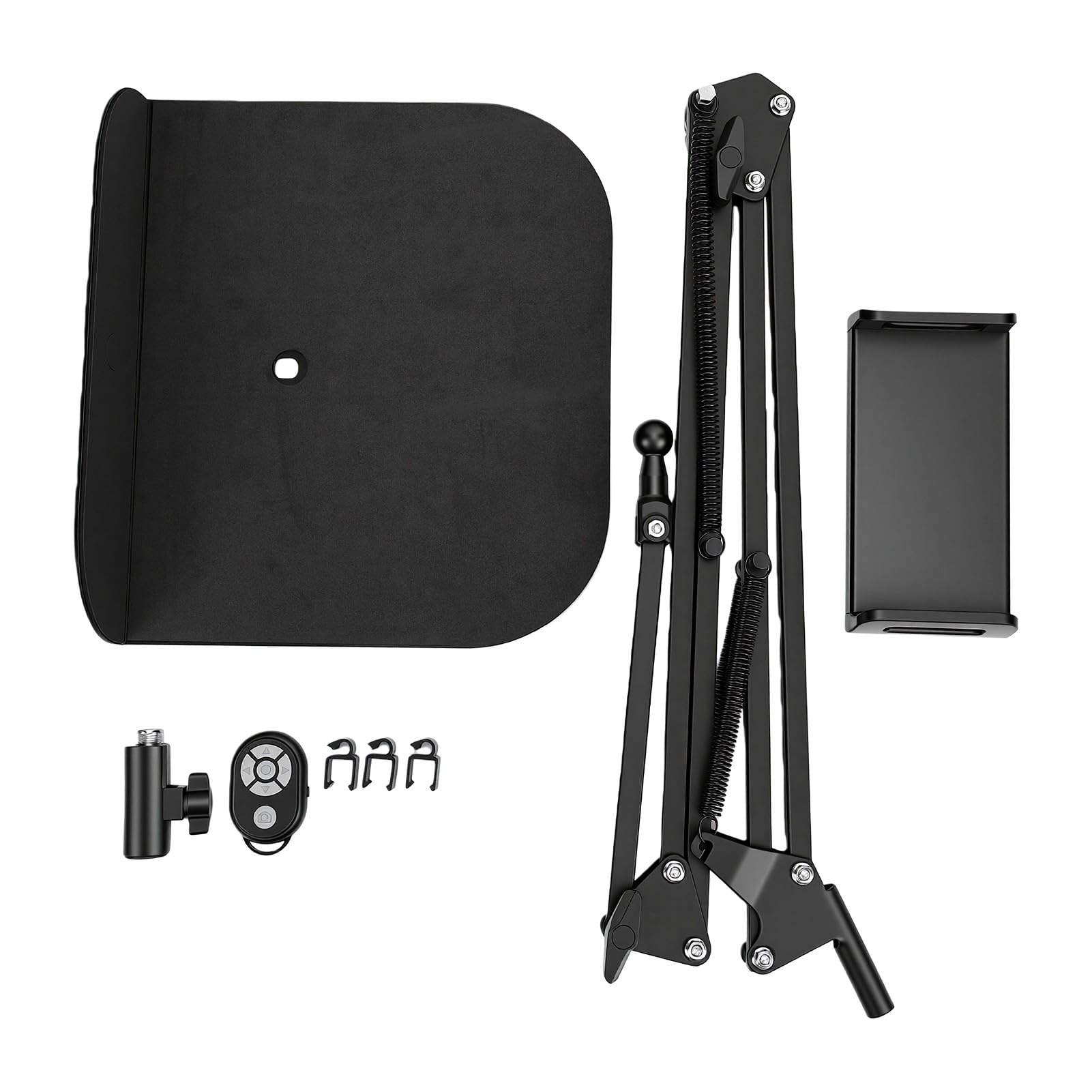 Tablet-Halterung für das Bett, Winkelverstellbarer, Faltbarer Tablet-Ständer mit 360°-Drehung, Flexiblem Langen Arm und Fernbedienung, Robuste Telefonhalterung über Dem Bett