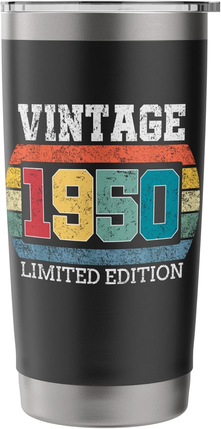 Vintage 1950 Limited Edition 75 Year Old Gifts 75th Birthday Stainless Steel Insulated Tumbler - Image 3