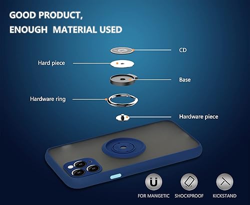 Miniatura 5 de está especialmente diseñado para iPhone 11 Pro anticaídas, antihuellas dactilares, soporte de anillo giratorio de 360 integrado sólido y duradero,