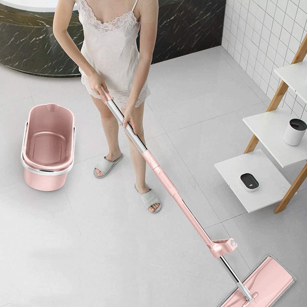 Trapeador Plano de Microfibra Limpia, Limpieza en seco y húmedo, Acero Inoxidable telescópico de 180 Grados, para el hogar, Cocina, Oficina y Todas Las Superficies del Piso con Mango Vision