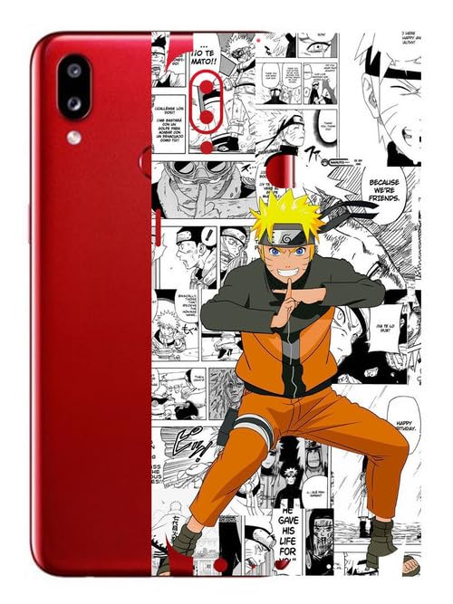 Image of AtOdds - Samsung Galaxy A10s Mobile Back Skin Sticker - Lamination - Rear Screen Guard Protector Film Wrap (Coverage - Back+Camera+Sides) (Design - Naruto Graffiti)