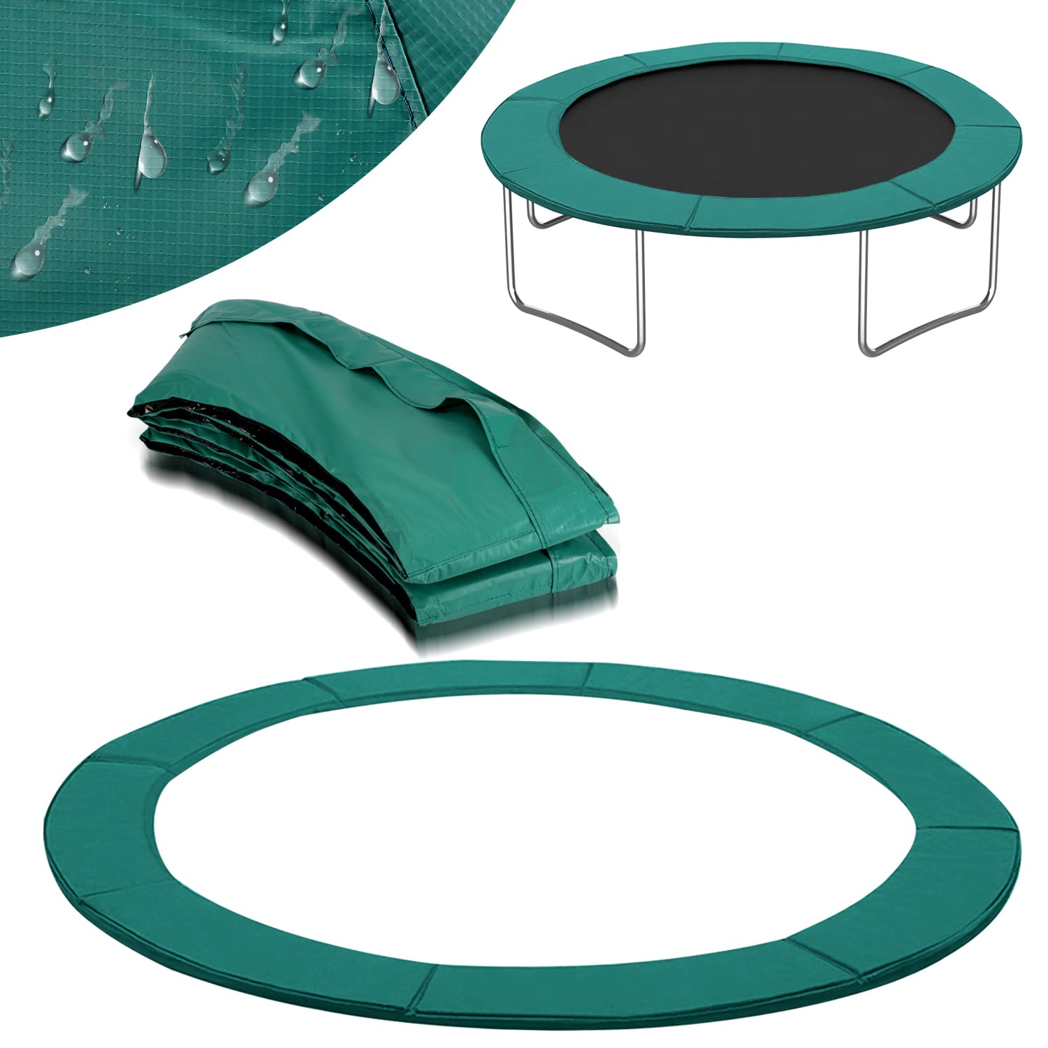 Gimisgu Osłona krawędzi trampoliny, Ø 366 cm, zielona, osłona sprężyn do trampoliny ogrodowej, Jumper, ochrona krawędzi trampoliny, PCW, PE, 100% odporna na działanie promieni UV
