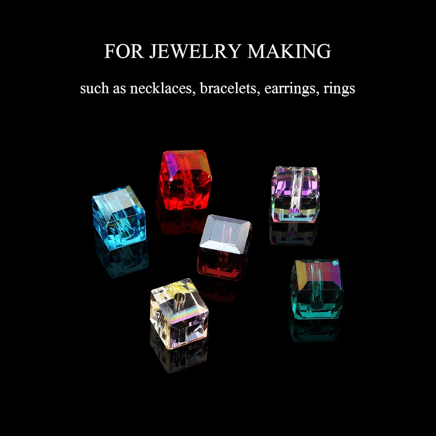 8mm Sparkle Cube Crystal Beads for Jewelry Making - Faceted Spacer Beads for Bracelets(94-100pcs, Translucent Blue) - Image 5