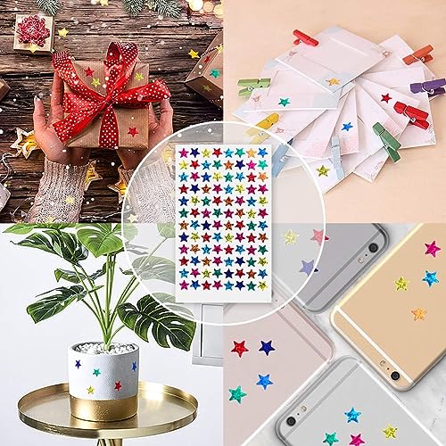 Image of SAMVARDHAN Star Shape Stickers for Kids - 10 Sheets of Multicolor Reward and Decorative 1260 Star Stickers | Shiny Star Label Sheets for Teachers, Crafts, Scrapbooks & Planners