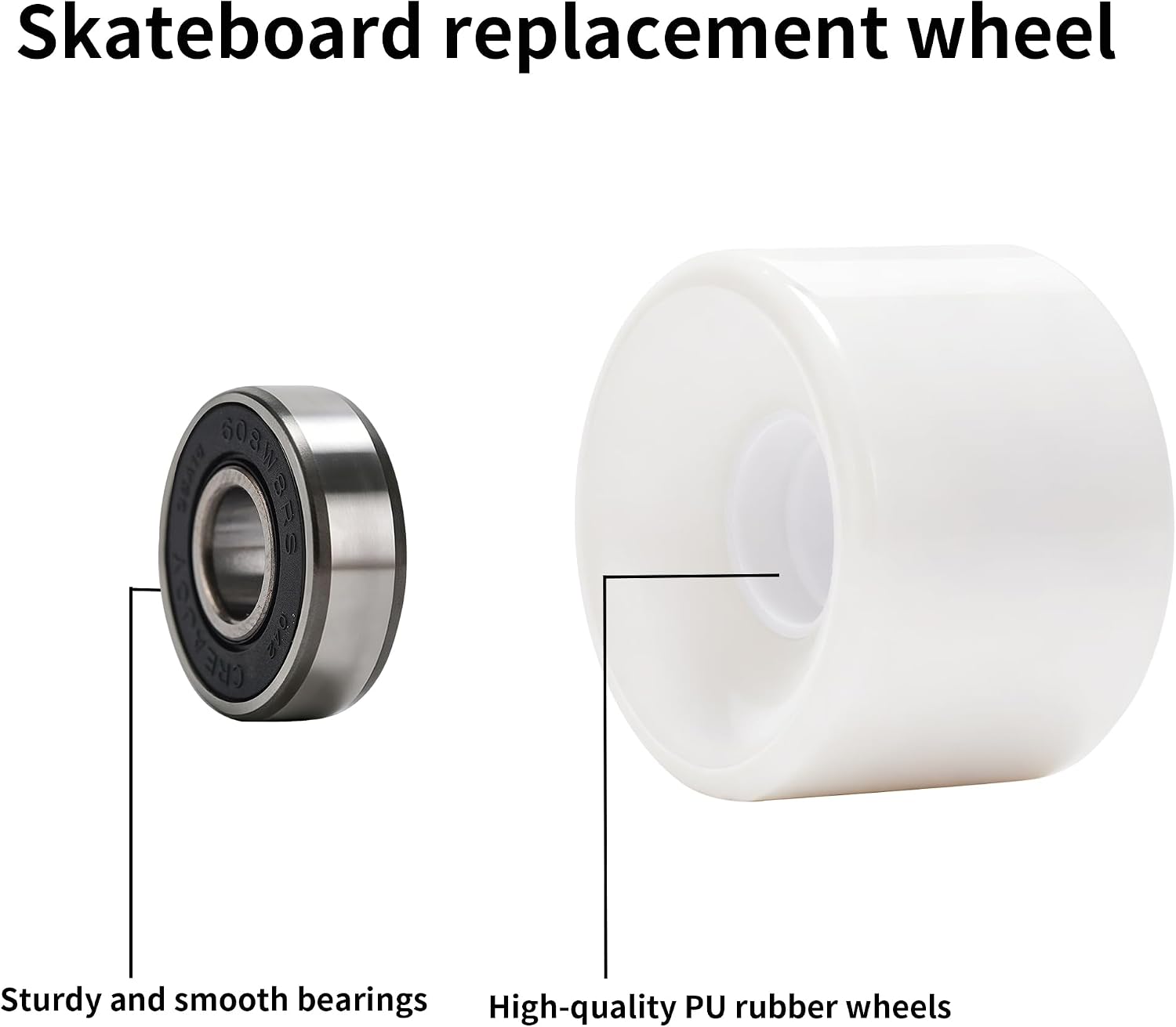 60mm 80A Skateboard Wheels 4 Pack | With Bearings, For Mini Cruiser
