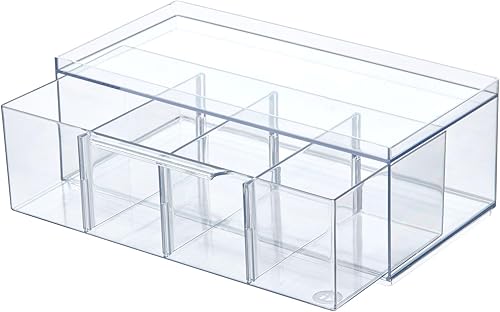 Miniatura 3 de iDesign The Sarah Tanno Collection - Organizador de cajones de plástico para cosméticos, transparenteblanco, grande