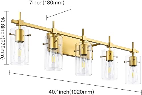 Vista 79 de SOLFART Lámparas doradas de 3 luces de baño para espejo, luces de tocador de baño, aplique de pared Dorado,Negro y dorado,Níquel cepillado,Negro