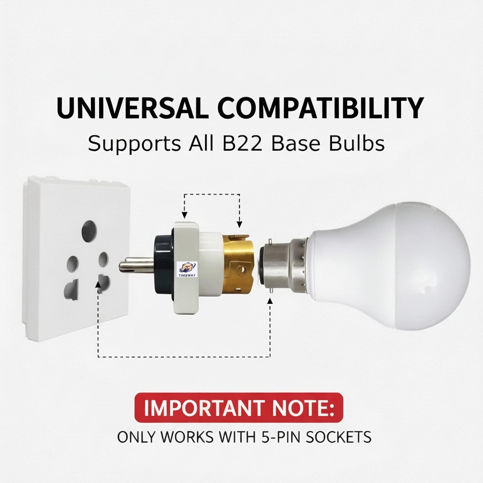 Bulb Holder Adapter with Plug Socket - 2 Pin -4