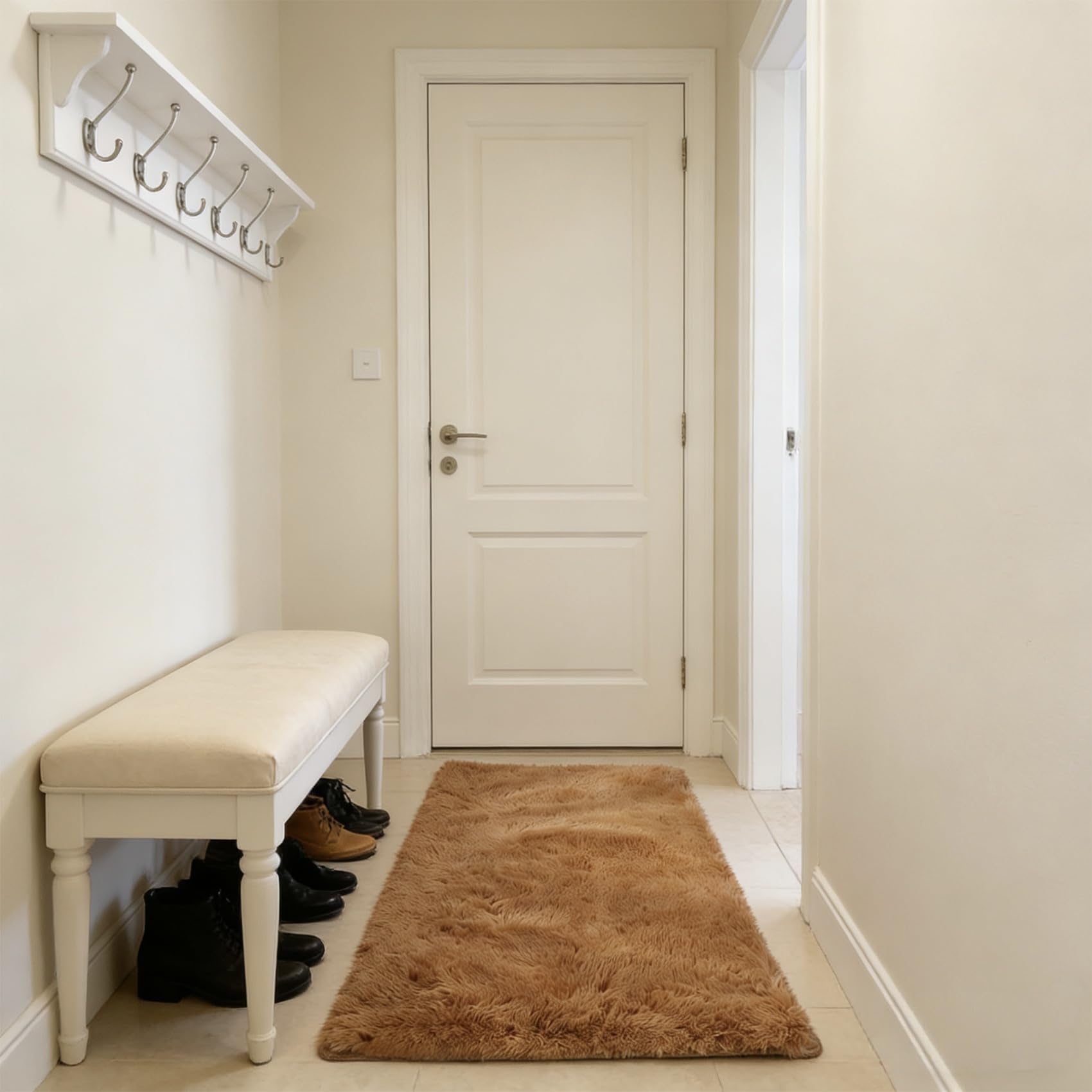 Tapis de salon marron à poils longs 230x175 moderne shaggy pour chambre