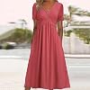 Yaoeye Vestidos Maxi para Mujer 2025, Control de Abdomen, Modernos, Manga Corta, Bohemios, con Ojalillos, Casuales, para Playa y Vacaciones de Verano 3