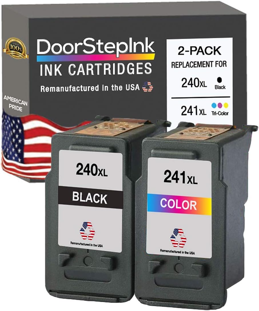 Flash Deals - 60% OFF DoorStepInk Remanufactured in The USA Ink Cartridge Replacement for Canon PG-240XL 240 XL CL-241XL 241 XL Combo Pack for Canon PIXMA MG3122 MG3522 MX472 MG2120 MG2220 MX432 MX439 MX452 MX459 MX472
