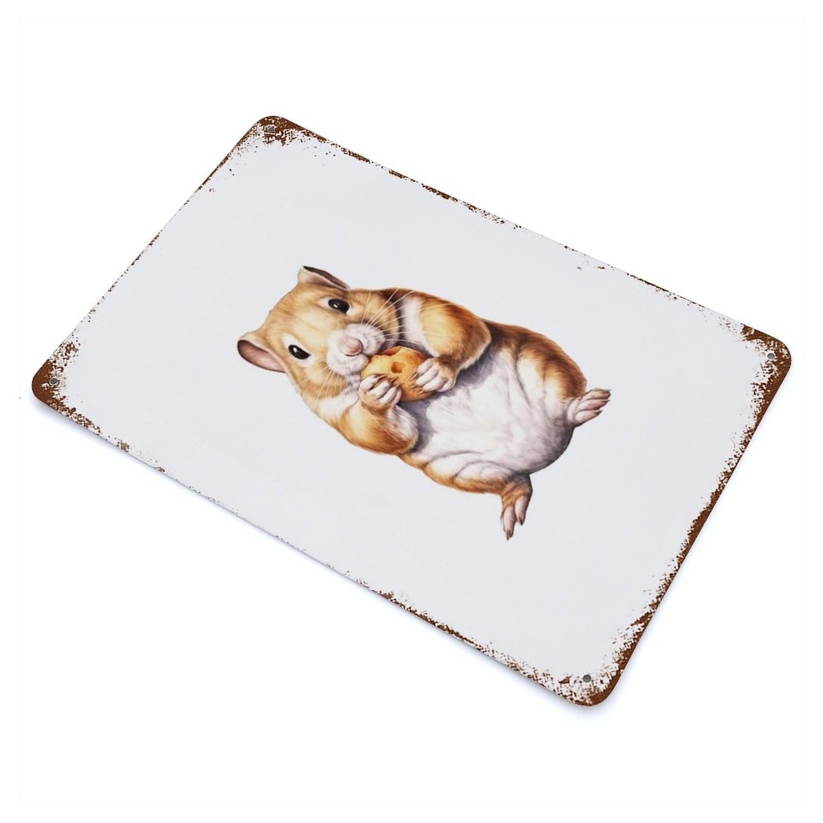 Garage Style Hamster Acorn Hammy Rustic Tin Plaque 11.8"x7.9", Classic Wall Plaque for Bar And Workshop