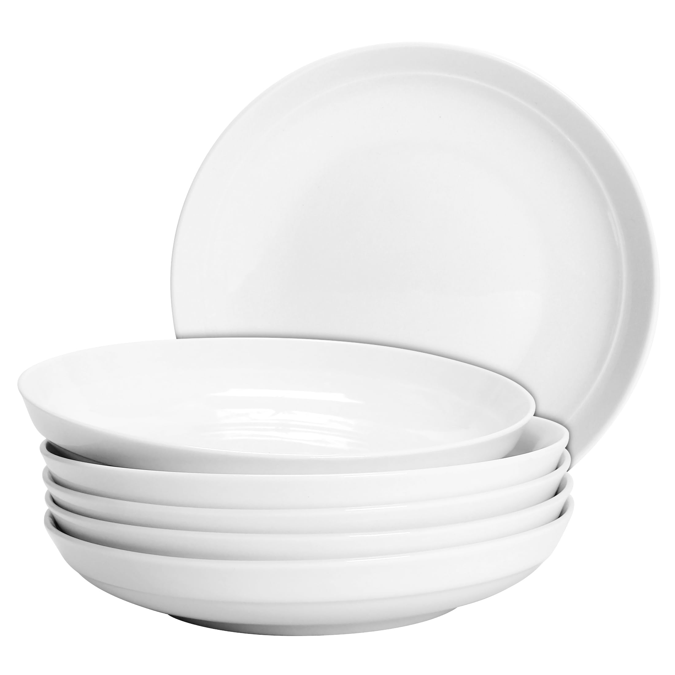 Set of 6 Dinner Plates 7 Inch, White Porcelain Plates, Microwave Oven Dishwasher Safe Scratch Resistant