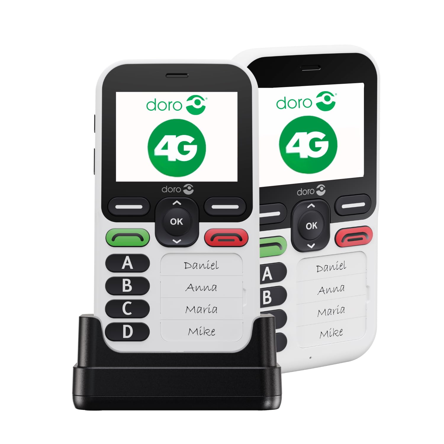 Doro - Leva X10- Téléphone Portable Senior- Téléphone 4G Débloqué- 4 Numéros Pré-​Enregistrés- Touche d'Assistance avec GPS- Minuterie de Sécurité- SMS Uniquement -​Blanc