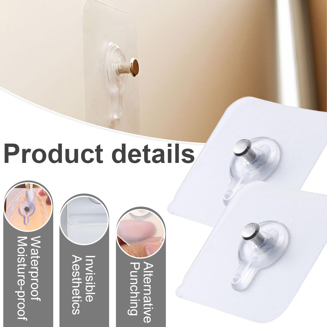 Ganci Per Ghirlande Trasparenti 30,5 Cm - Confezione Da 3: Antigraffio Per Porta D'Ingresso, Adatti A Porte Spesse Fino A 4,6 Cm, Regge 4,5 Kg