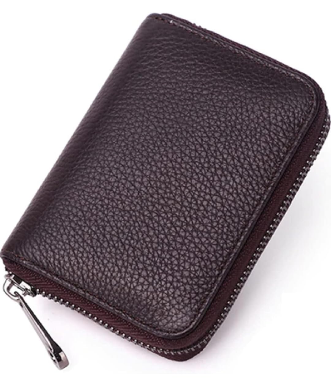 Unisex Genuine Leather Wallet with Zipper | RFID Blocking Card Holder Zipper Wallet | Card Wallet.(Brown)-picture-47