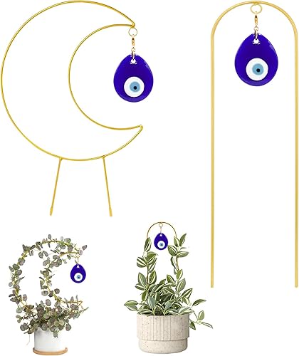 Paquete de 2 enrejados pequeños para plantas en maceta, estacas de soporte de metal dorado para plantas trepadoras de interior, accesorios de