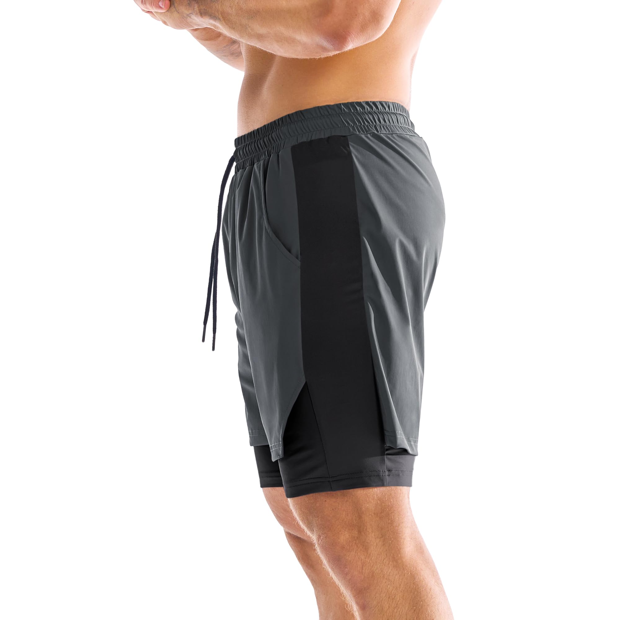 ZENWILL DualArmor Pantalones Cortos Hombre Running Cremallera 2 en 1 Pantalón Corto Deporte Hombre Gym Secado Rápido - 3