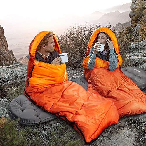 Bessport Saco de dormir 3 estações 4,4 °C/5 ℃ Saco de dormir leve repelente de água para uso externo