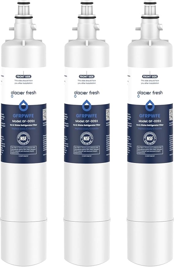 GLACIER FRESH Replacement for RPWFE, RPWF (Built-in CHIP) Refrigerator Water Filter, Compatible with GFE28GYNFS, GFE28GELDS, PFE28KELDS, PFE28KYNFS, GFD28GELDS, PWE23KELDS, PWE23KMKES, 3 Pack