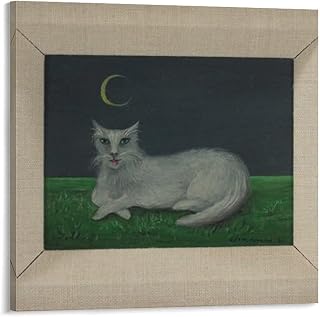 Gertrude Abercrombie White Cat Oil on Masonite Painting On Canvas Wall Art Poster Scroll Picture Print Living Room Walls Decor Home Posters 24x24inch(60x60cm)