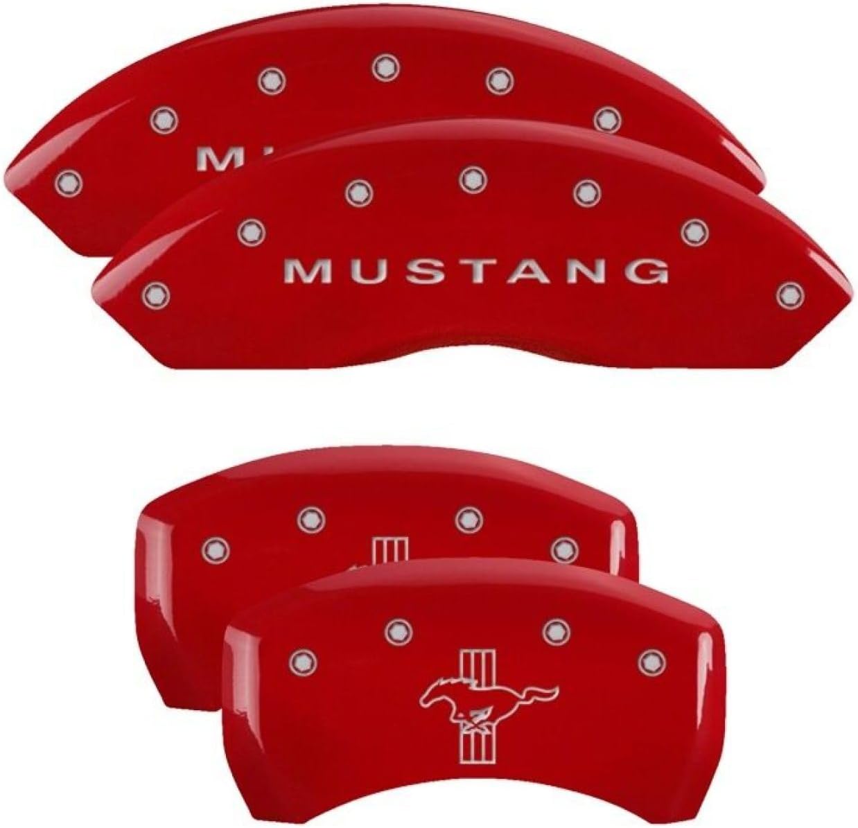 MGP Caliper Covers - Brake Caliper Covers 2005-2009 Ford Mustang - Front and Rear Set - Red