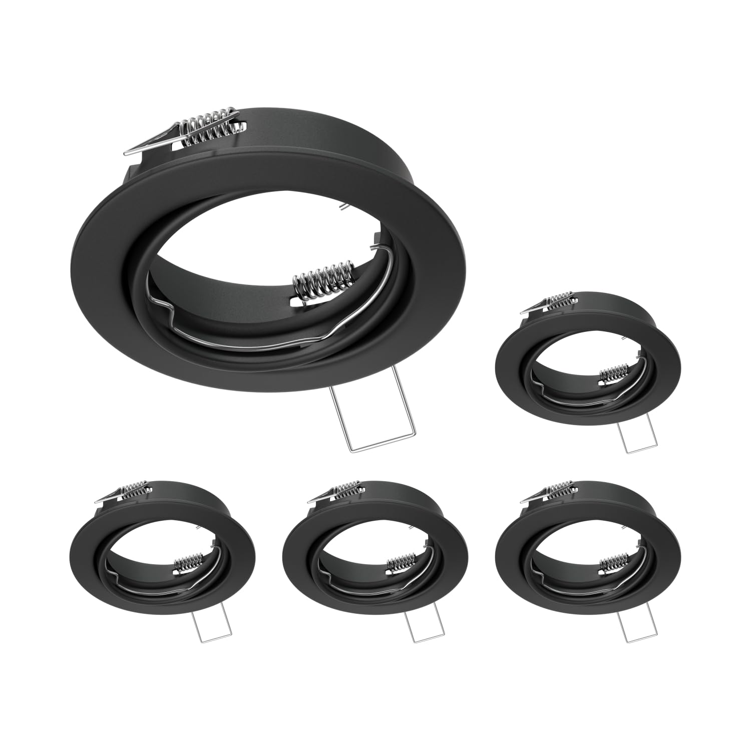ledscom.de 5x cadre d'encastrement au plafond FERE, rond, pivotant, noir mat