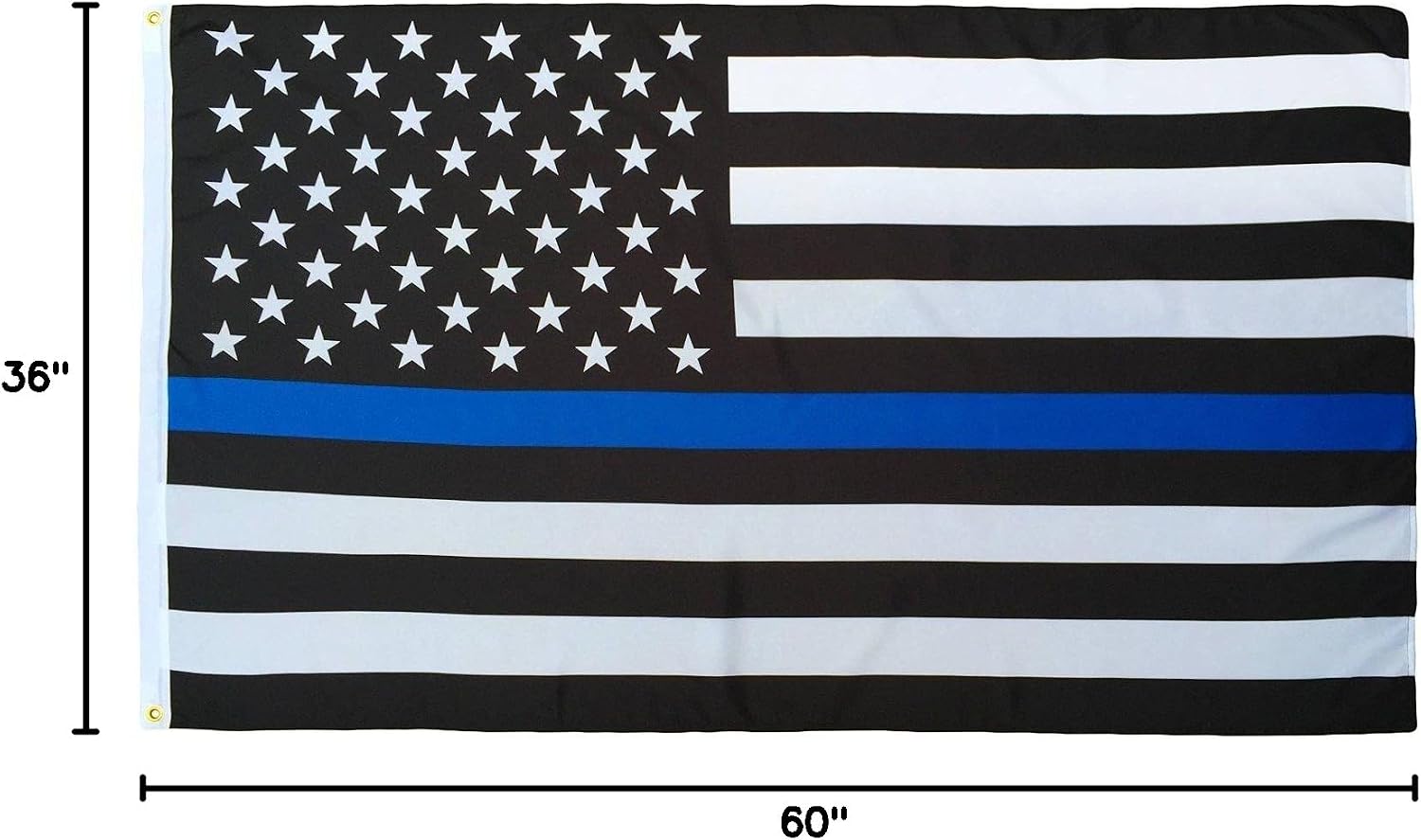 AES (Lot of 10) 3x5 USA Police Thin Blue Line Flag 3'x5' Memorial Banner Grommets House Banner Double Stitched Fade Resistant Premium Quality
