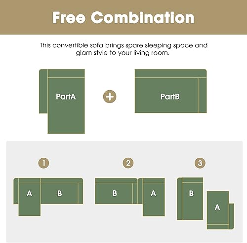 Miniatura 6 de Sofá modular modular de 109 pulgadas, moderno juego de sofá convertible en forma de L, sofá cama tapizado minimalista con almohadas para sala de