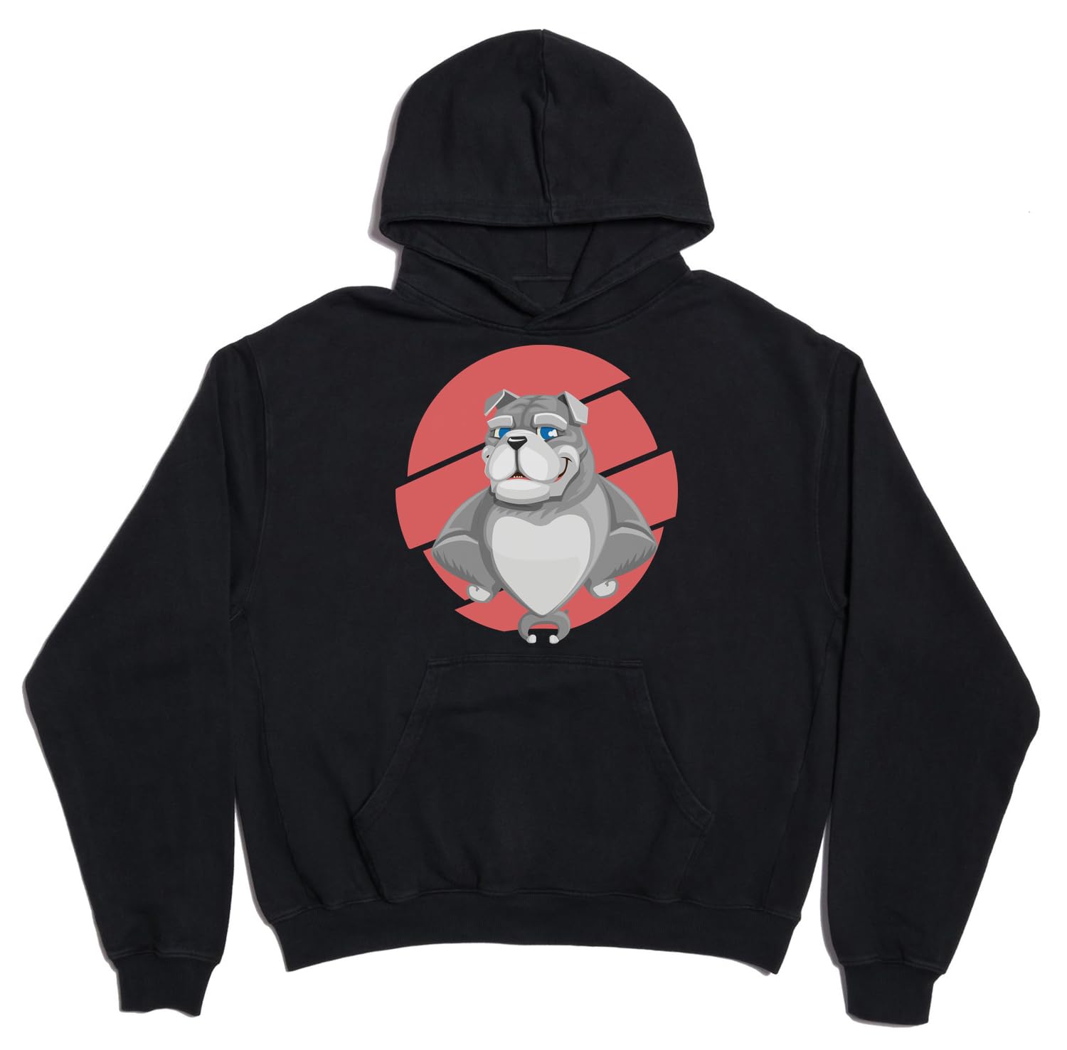 Strong Bulldog Funny Graphic Unisex Oversize pesante misto cotone felpa con cappuccio nero