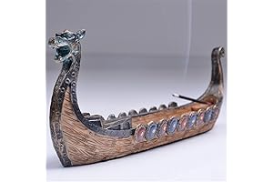 Viking Ship Incense Burner - Retro Vessel Adorned with Mystical Nordic Warriors