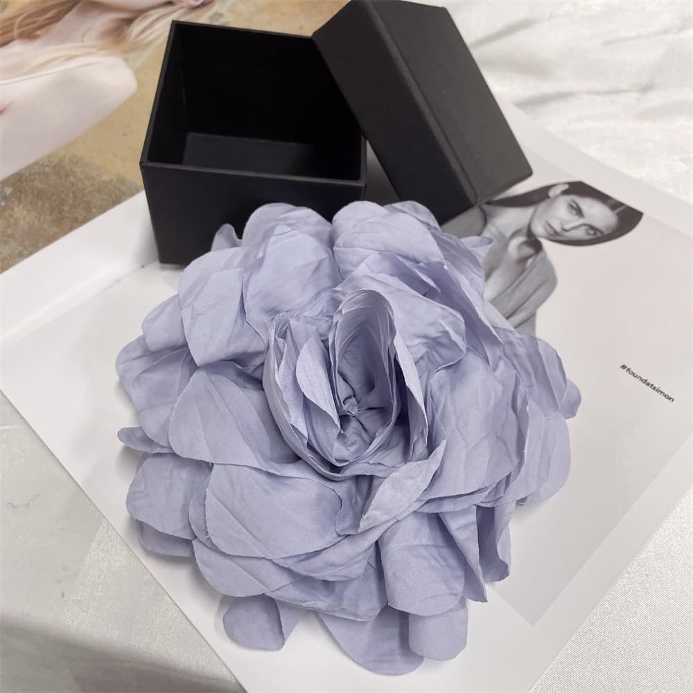 Dainty Handmade Fabric Rose Flower Extra Large Big Brooches Lapel Pins Flowers Oversized Brooch Pin for Women Wedding Party Banquet Dress Suit Clothes Accessories Jewelry Gifts 6.3in image 2