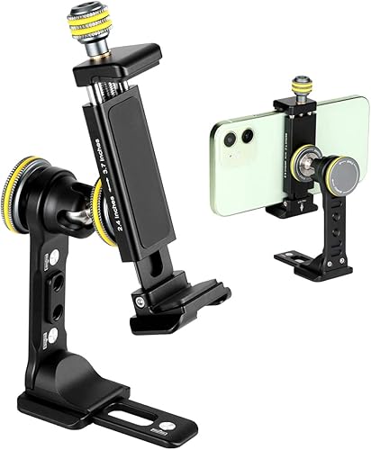 Soporte de trípode de metal para iPhone Soporte universal para teléfono celular con zapata fría soporte giratorio de 360 montaje de tornillo de 14
