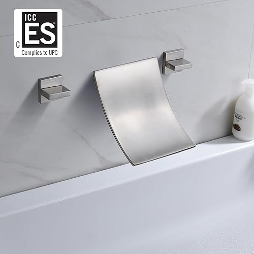 Miniatura 9 de SUMERAIN Cromo de latón montado en la pared del grifo 3 del relleno del baño de la cascada acabado