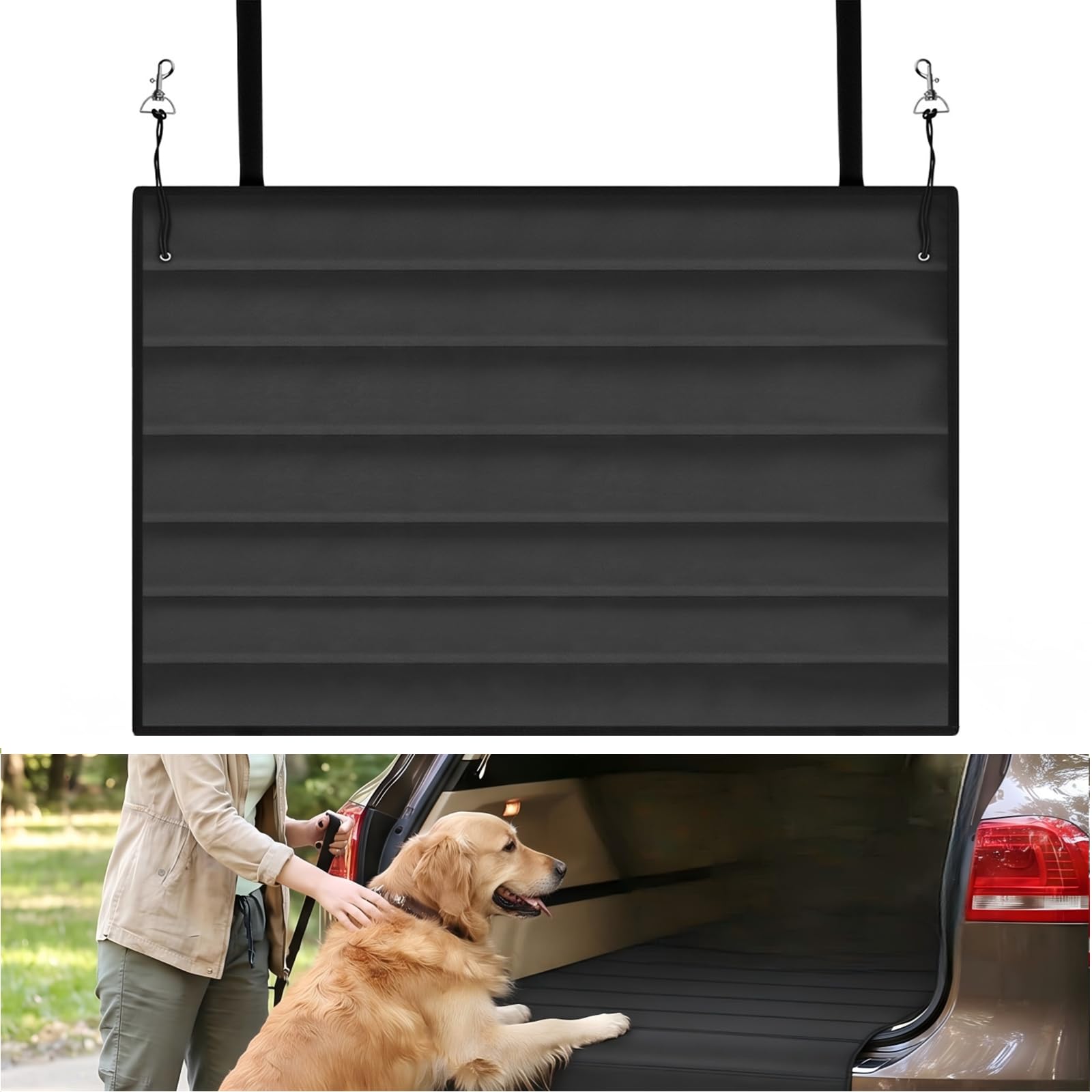 Protector Maletero Coche Perros SUV y Camión Universal 96x64cm Nailon 600D | Cierre suave sin caídas, con tornillos, acero anticorrosivo, baúl arcón caja herramientas terraza jardín taller altillo