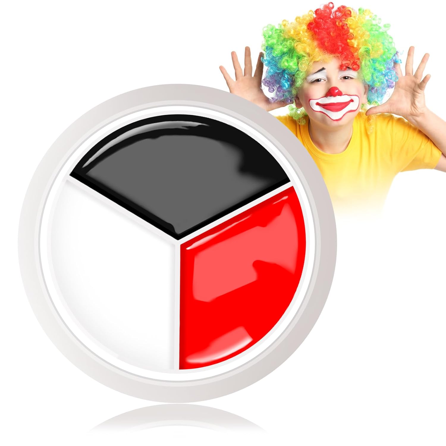 Black White Red Halloween Face Body Paint Kit,Clown Wheel Face Contour SFX Makeup Palette,Professional Waterproof Clown Face Painting Makeup Kit for Halloween Joker Cosplay Stage Costume Zombie