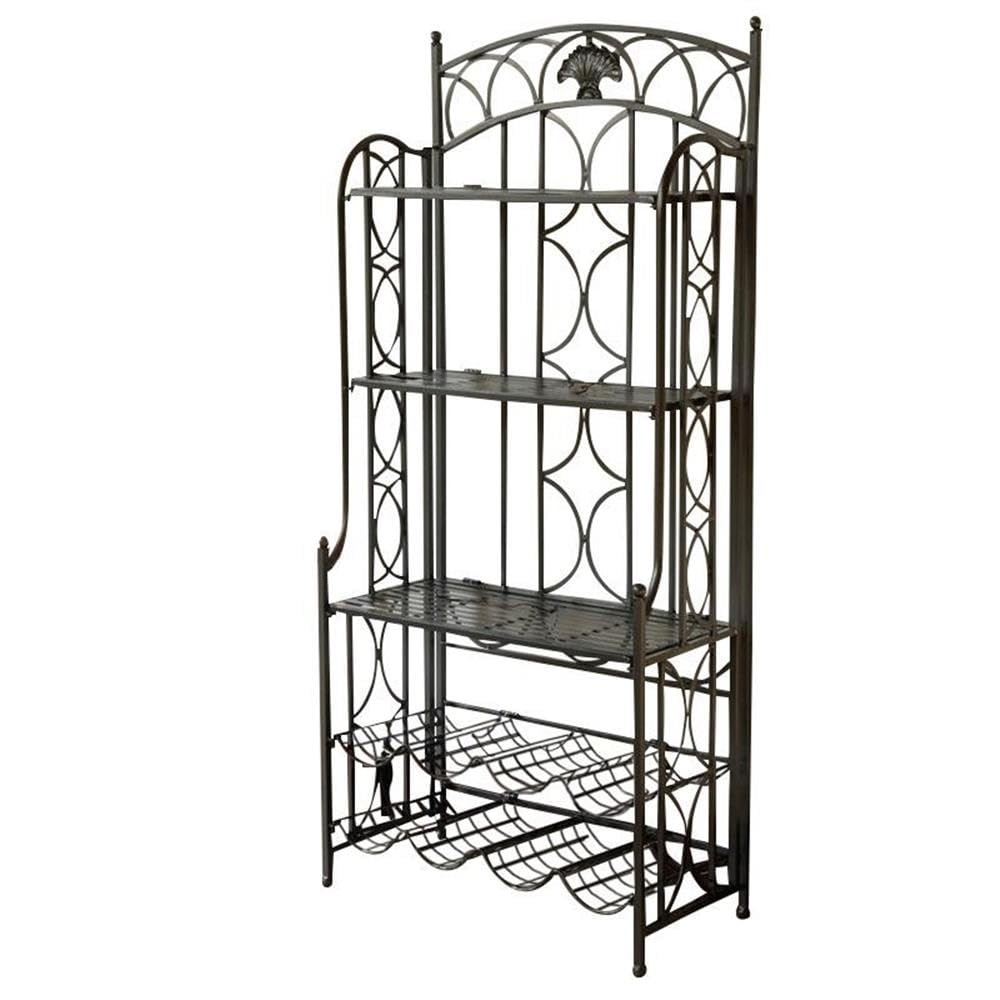 Pemberly Row Iron Bakers Wine Rack in Antique Black