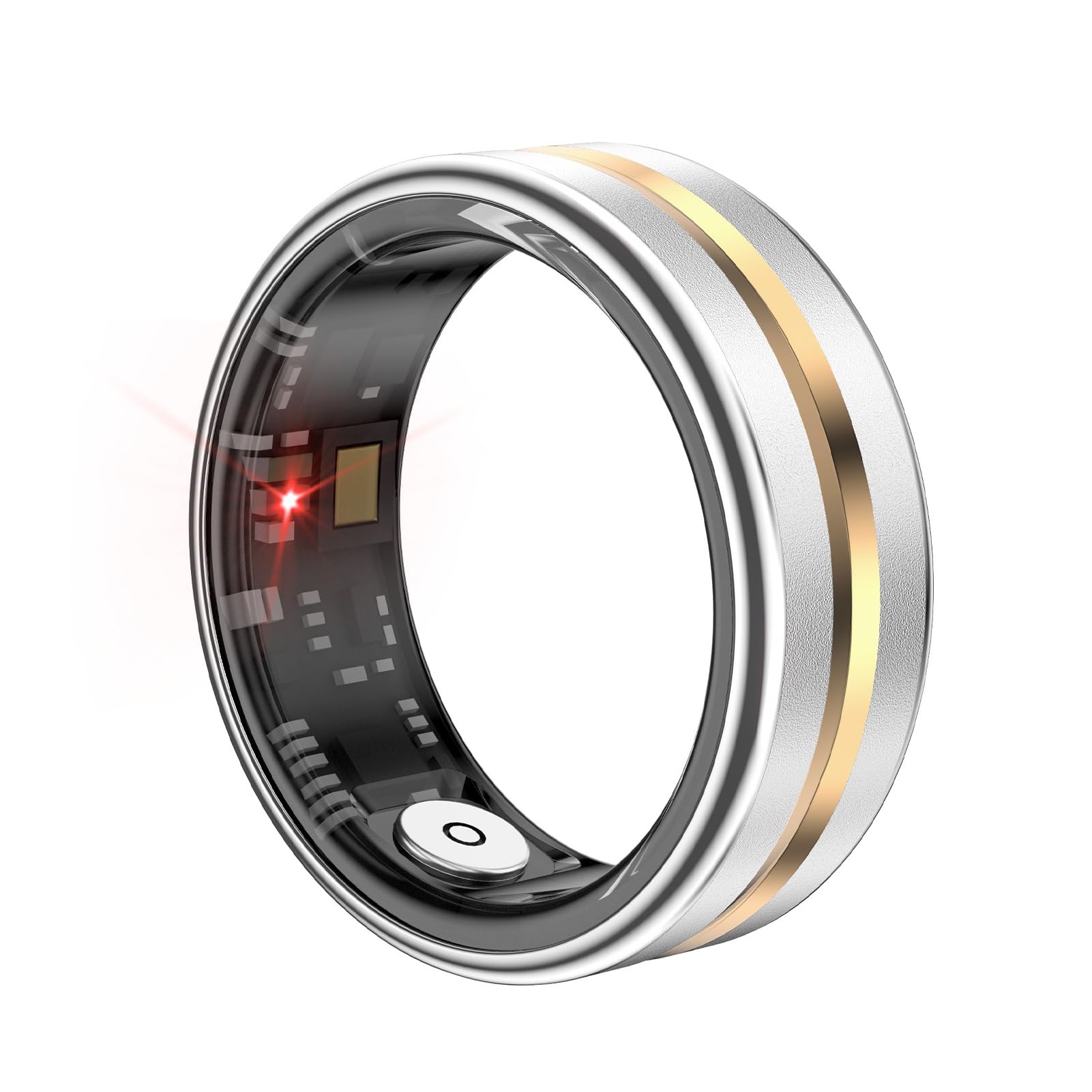 Bague Connectée UouNeaCo – Tracker Santé (cardiaque, SpO2, Sommeil) 5ATM, 7 Jours D’autonomie – Recharge Magnétique – Or, Taille 13