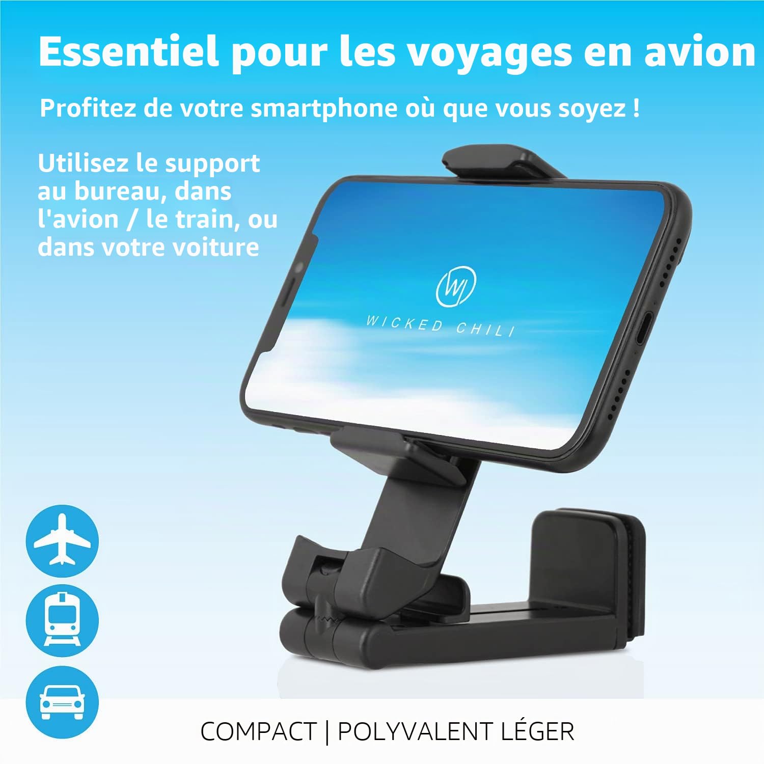 Wicked Chili 2X Support de téléphone Portable Flexible Pliable avec rotule à 360° et Pince de Table