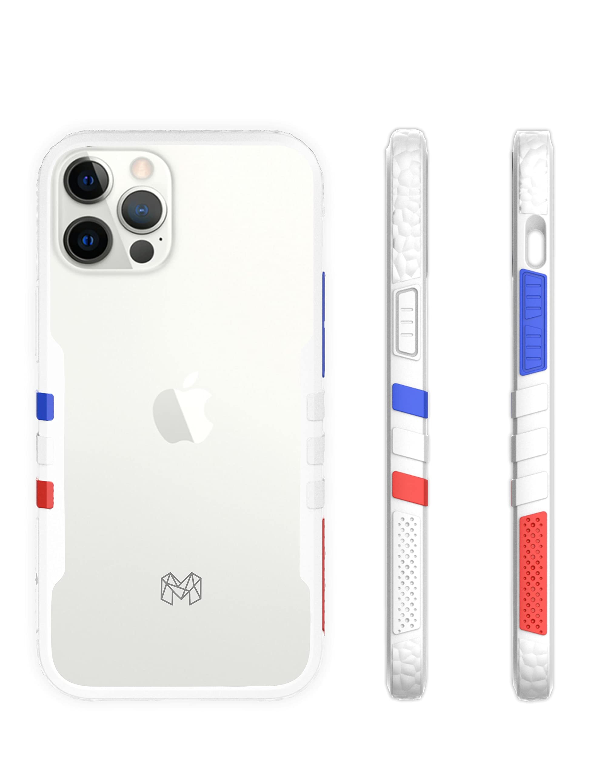 MOOSH Commuter Series for iPhone 12 Pro Max Case Clear Back 10FT Drop Tested Scratch-Resistant Raised Edges Replaceable Colour Blocks Shock Absorption Apple iPhone 12 Pro Max Case 6.7 inch (White)