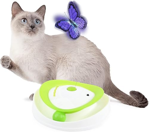 Miniatura 7 de ALL FOR PAWS Juguete interactivo 2 en 1 de mariposa para gatos con bolas rodantes, juguetes giratorios automáticos para gatos de interior