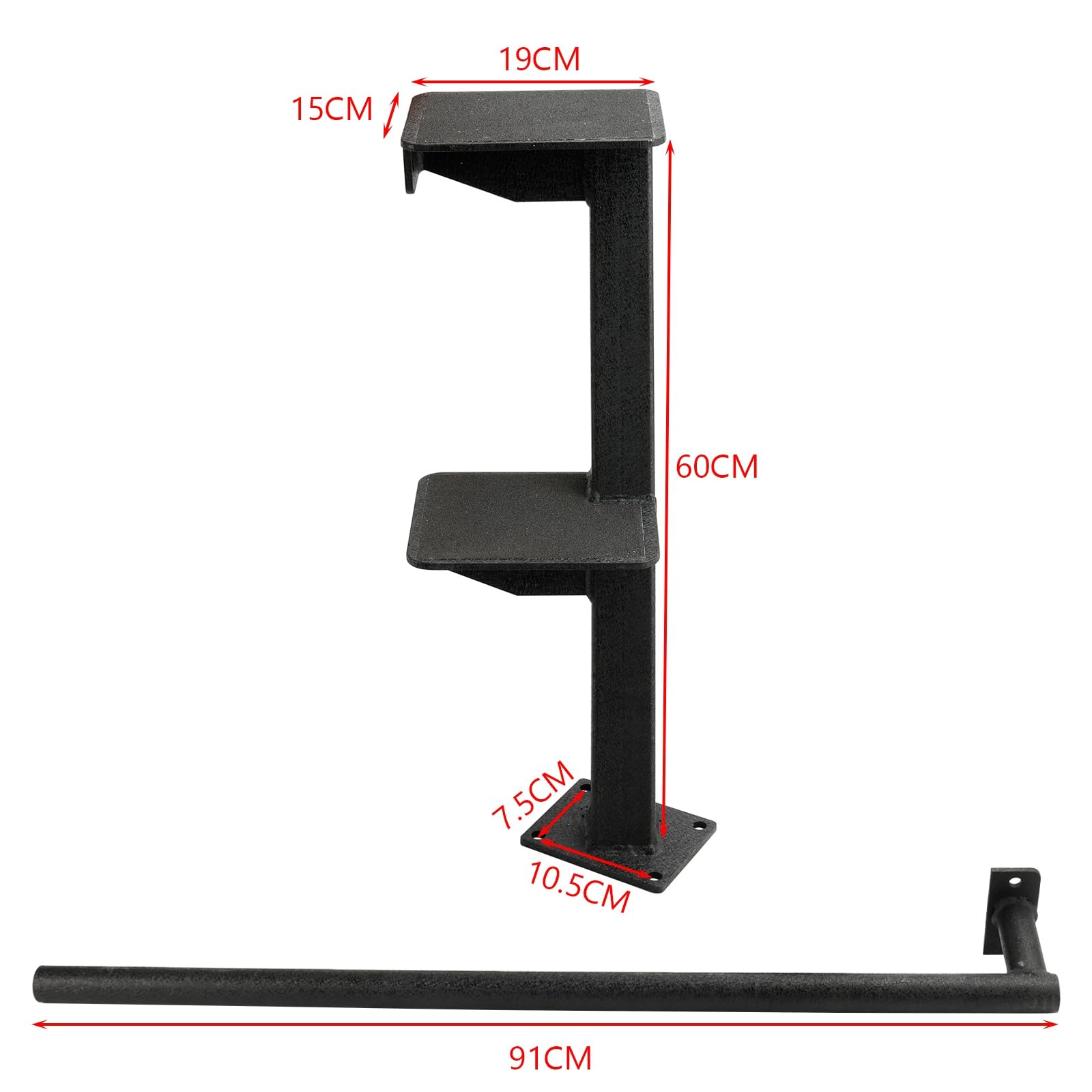 Topteng Boat Trailer Steps 3 Step Combo Step Bass Heavy-Duty Boat Trailer Steps with Handle, Universal Fits for Trailers Tongue Step