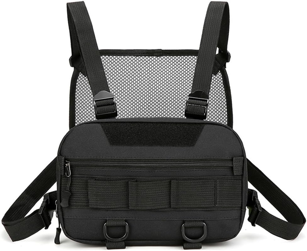 Tactical Chest Bag Tactical Chest Rig Bag Molle Vest Pouch Adjustable Chest Bag for Outdoor Hiking Riding Black