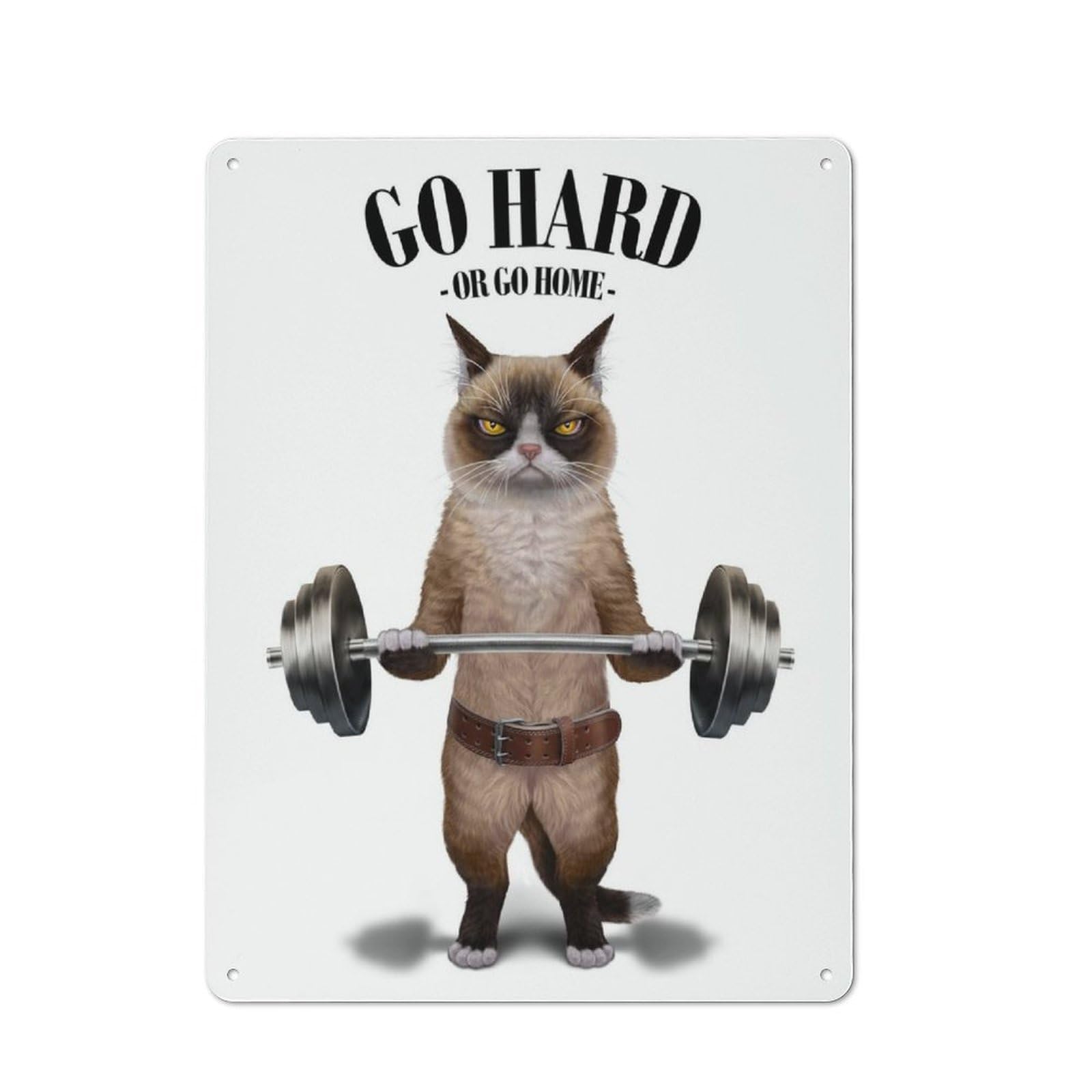 Junmoney Siamese Cat Weightlifting Rustic Tin Sign 40X30cm For Café Or Restaurant, A Decorative Christmas Gift For Hospitality Interior Collectors
