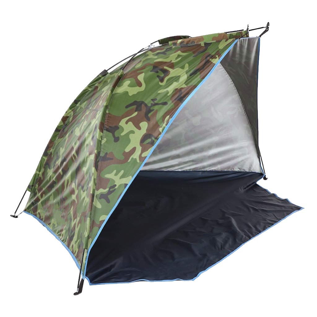F Fityle Tragbare Strand Zelt Sonnendach Halb Offenen Ultraleicht Baldachin Im Freien Garten Camping Angeln Park Feuchtigkeit-Beweis, Camouflage Sport & Freizeit