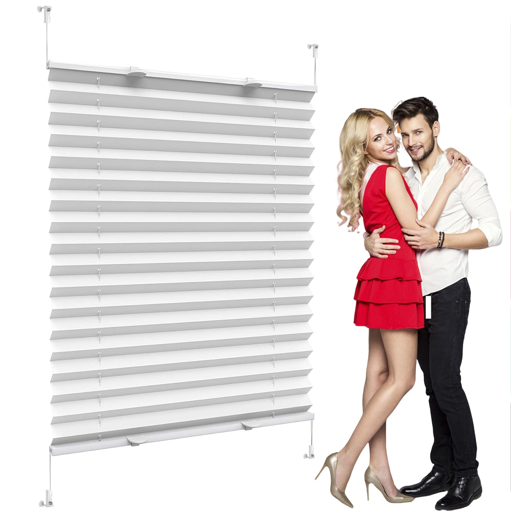 Store Plissé Elegance Blanc Rideau Occultant de Haute Qualité
