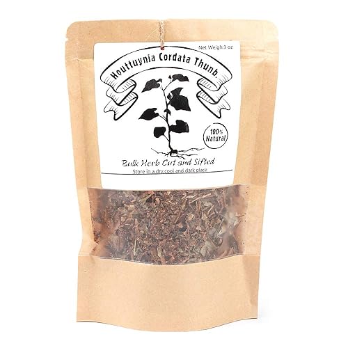 Miniatura 2 de EidolonGreen Hierba medicinal de China Houttuynia Cordata Tea, (DokudamiYuxingcao) Hierbas chinas 100% hojas sueltas secas recién cosechadas 3 onzas